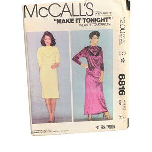 McCalls 6816 Vintage Sewing Pattern Misses Dress Size 12 uncut